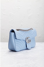 FWRD Renew Gucci GG Marmont Shoulder Bag in Baby Blue, view 4, click to view large image.