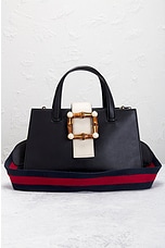 FWRD Renew Gucci Bamboo Buckle Tote Bag in Black, view 2, click to view large image.