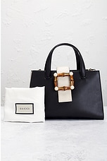 FWRD Renew Gucci Bamboo Buckle Tote Bag in Black, view 9, click to view large image.