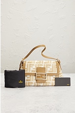 FWRD Renew Fendi Mama Raffia Zucca Shoulder Bag in Ivory, view 10, click to view large image.
