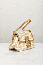 FWRD Renew Fendi Mama Raffia Zucca Shoulder Bag in Ivory, view 4, click to view large image.