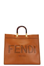 FWRD Renew Fendi Sunshine Shopper Tote Bag in Tan, view 1, click to view large image.