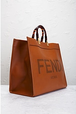 FWRD Renew Fendi Sunshine Shopper Tote Bag in Tan, view 4, click to view large image.