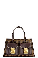 FWRD Renew Fendi VIntage Zucca Satchel in Brown, view 2, click to view large image.