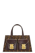 FWRD Renew Fendi Vintage Zucca Satchel Bag in Brown, view 2, click to view large image.