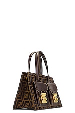 FWRD Renew Fendi Vintage Zucca Satchel Bag in Brown, view 4, click to view large image.