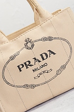 FWRD Renew Prada Canapa Tote Bag in Neutral, view 5, click to view large image.