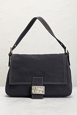 FWRD Renew Fendi Mama Baguette Shoulder Bag in Blue, view 2, click to view large image.