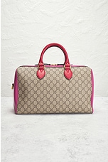 FWRD Renew Gucci GG Supreme Boston Bag in Beige, view 3, click to view large image.