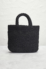 FWRD Renew Prada Crocheted Raffia Tote Bag in Black, view 3, click to view large image.