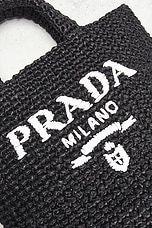 FWRD Renew Prada Crocheted Raffia Tote Bag in Black, view 5, click to view large image.