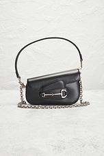 FWRD Renew Gucci Horsebit 1955 Shoulder Bag in Black, view 2, click to view large image.