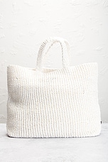 FWRD Renew Prada Raffia Tote Bag in White, view 3, click to view large image.