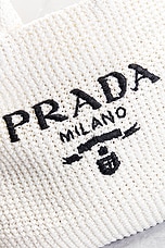 FWRD Renew Prada Raffia Tote Bag in White, view 6, click to view large image.