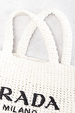 FWRD Renew Prada Raffia Tote Bag in White, view 8, click to view large image.