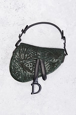 FWRD Renew Dior Beaded Sequin Saddle Bag in Green, view 2, click to view large image.