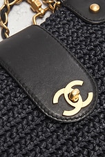 FWRD Renew Chanel Raffia Tote Bag in Black, view 5, click to view large image.