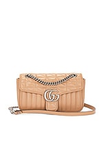 FWRD Renew Gucci GG Marmont Shoulder Bag in Tan, view 1, click to view large image.