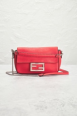 FWRD Renew Fendi Selleria Baguette Shoulder Bag in Red, view 2, click to view large image.