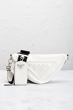 FWRD Renew Prada Triangle Shoulder Bag in White, view 2, click to view large image.