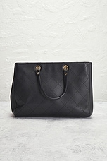 FWRD Renew Chanel Calfskin Shopping Tote Bag in Black, view 3, click to view large image.