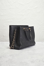 FWRD Renew Chanel Calfskin Shopping Tote Bag in Black, view 4, click to view large image.