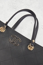 FWRD Renew Chanel Calfskin Shopping Tote Bag in Black, view 5, click to view large image.