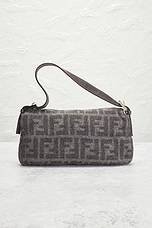 FWRD Renew Fendi Zucca Baguette Shoulder Bag in Grey, view 3, click to view large image.