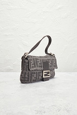 FWRD Renew Fendi Zucca Baguette Shoulder Bag in Grey, view 4, click to view large image.