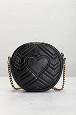 FWRD Renew Gucci Mini GG Marmont Round Shoulder Bag in Black, view 3, click to view large image.