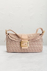 FWRD Renew Fendi Zucchino Mama Baguette Shoulder Bag in Pink, view 2, click to view large image.