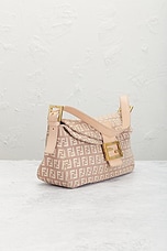 FWRD Renew Fendi Zucchino Mama Baguette Shoulder Bag in Pink, view 4, click to view large image.