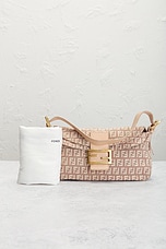 FWRD Renew Fendi Zucchino Mama Baguette Shoulder Bag in Pink, view 9, click to view large image.