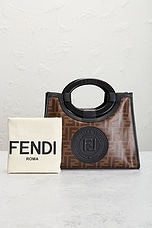 FWRD Renew Fendi Zucca Runaway Shopper Handbag in Brown, view 9, click to view large image.