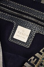 FWRD Renew Fendi Zucchino Crystal Baguette Shoulder Bag in Gray, Navy, & Silver, view 8, click to view large image.