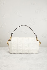 FWRD Renew Fendi Zucca Baguette Shoulder Bag in White, view 3, click to view large image.