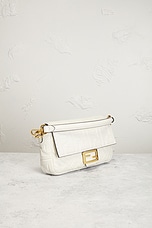 FWRD Renew Fendi Zucca Baguette Shoulder Bag in White, view 4, click to view large image.