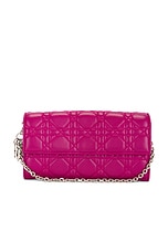 FWRD Renew Dior Lady Cannage Wallet On Chain in Purple, view 1, click to view large image.