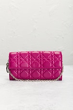 FWRD Renew Dior Lady Cannage Wallet On Chain in Purple, view 2, click to view large image.