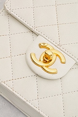 FWRD Renew Chanel Lambskin Mini Square Pearl Crush Flap Bag in White, view 6, click to view large image.