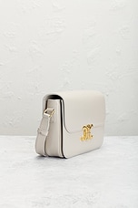 FWRD Renew Celine Calfskin Triomphe Shoulder Bag in Light Stone, view 4, click to view large image.