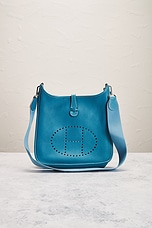 FWRD Renew Hermes Evelyne PM Shoulder Bag in Blue Jean, view 2, click to view large image.