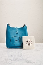 FWRD Renew Hermes Evelyne PM Shoulder Bag in Blue Jean, view 9, click to view large image.