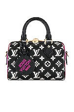 FWRD Renew Louis Vuitton Spring in the City Empreinte Speedy Bandouliere 20 Bag in Black, view 2, click to view large image.