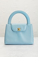 FWRD Renew Chanel Lambskin Kelly Handbag in Blue, view 2, click to view large image.