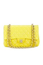 FWRD Renew Chanel Lambskin Classic Flap Bag in Yellow, view 1, click to view large image.