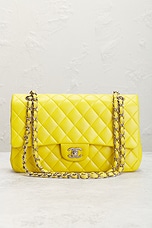 FWRD Renew Chanel Lambskin Classic Flap Bag in Yellow, view 2, click to view large image.