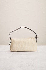 FWRD Renew Fendi Zucca Mama Baguette Shoulder Bag in Beige, view 3, click to view large image.