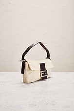 FWRD Renew Fendi Zucca Mama Baguette Shoulder Bag in Beige, view 4, click to view large image.