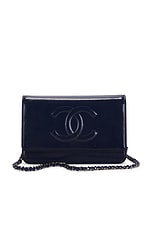 FWRD Renew Chanel Timeless Wallet on Chain in Blue, view 1, click to view large image.